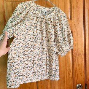 Women’s size large Wonderly orange and green floral button up blouse